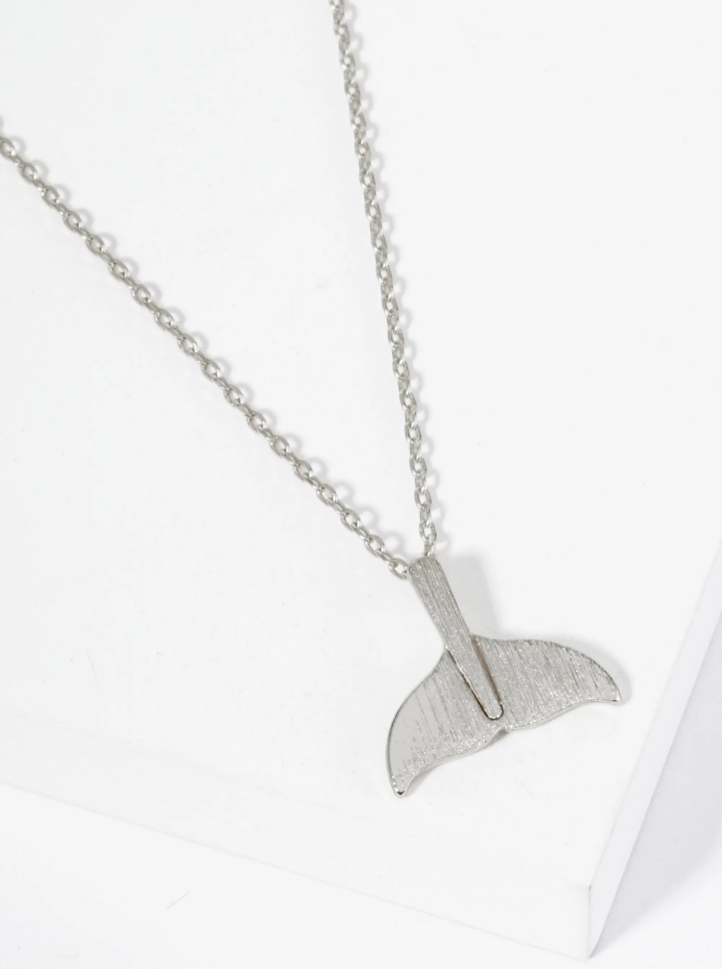 18K Gold Dipped Brushed Brass Whale Tail Pendant Necklace