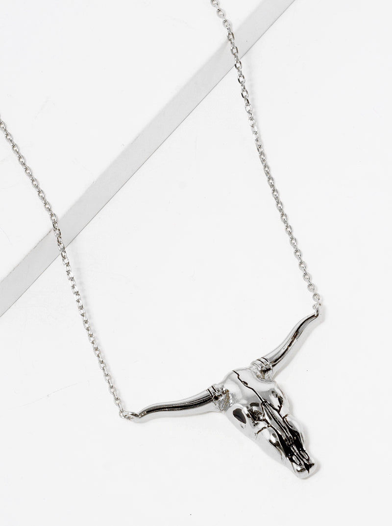 18K Gold Dipped Bull Head Pendant Necklace