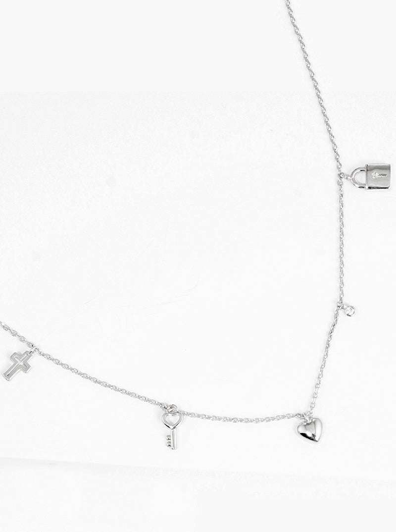 18K Gold Dipped CZ Multi Charms Delicate Necklace