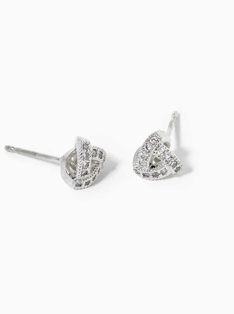 18K Gold Dipped CZ Pave 7mm Triangle Post Stud Earrings