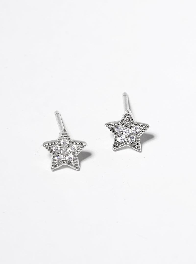 18K Gold Dipped CZ Pave Star Post Stud Earrings
