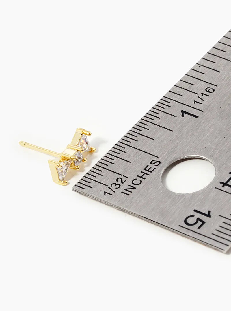 18K Gold Dipped CZ Ribbon Bow Stud Earrings