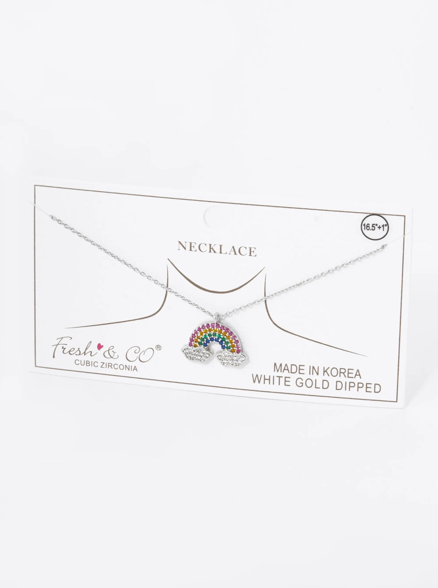 18K Gold Dipped Colorful Pave Set Cubic Zirconia Rainbow Pendant Necklace