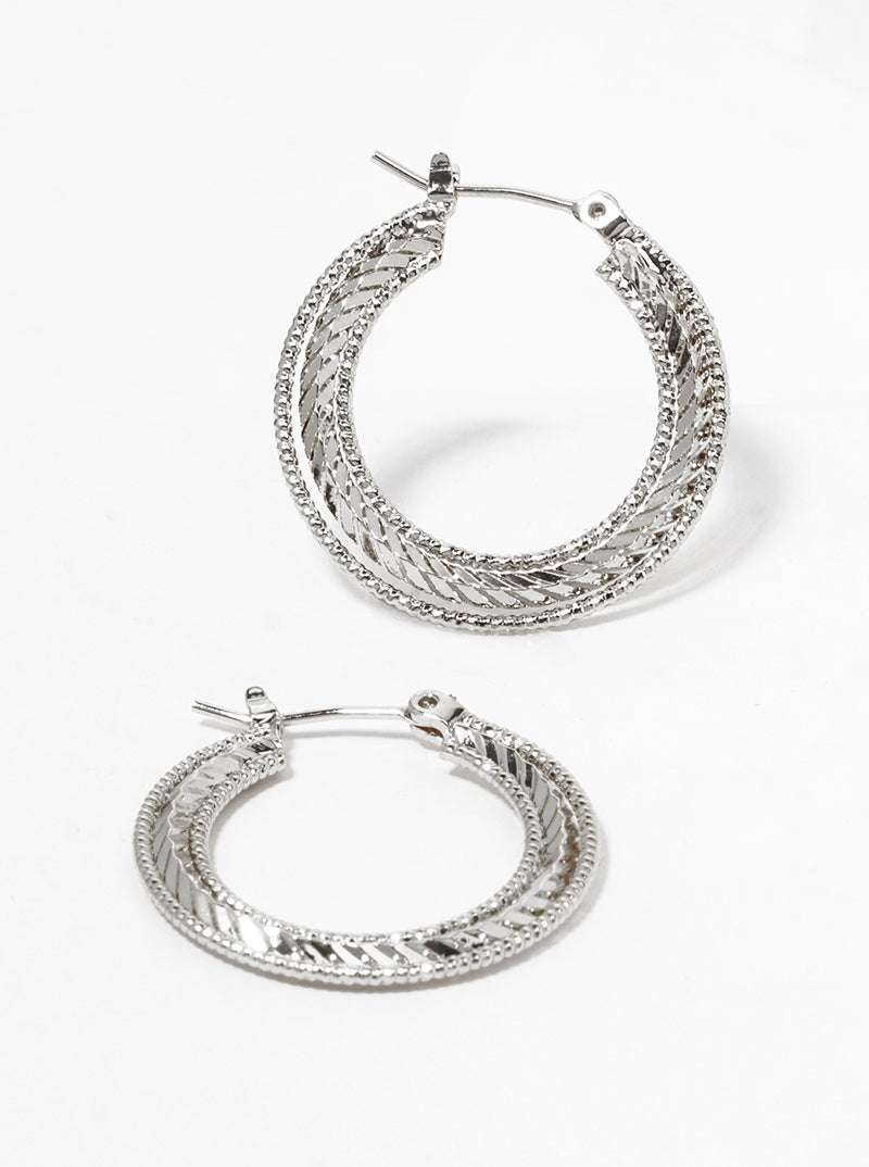 18K Gold Dipped Delicate Textured Metal 25mm Leverback Hoop Earrings