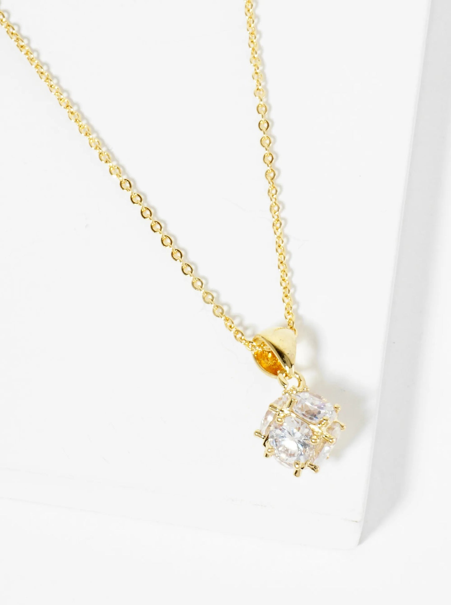 18K Gold Dipped Embellished With CZ On All Sides Pendant Necklace
