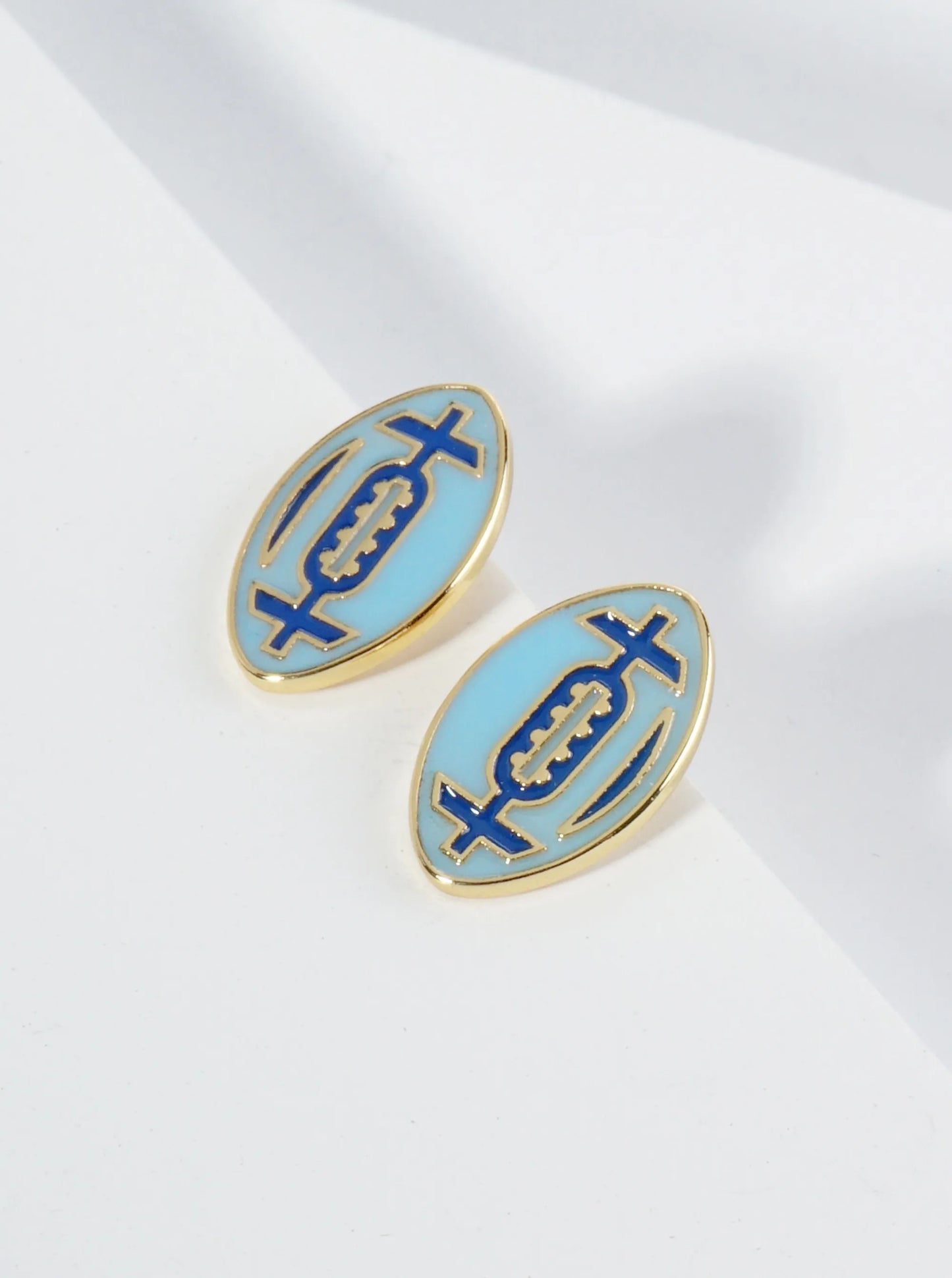 18K Gold Dipped Enamel Football Ball Game Day Stud Earrings
