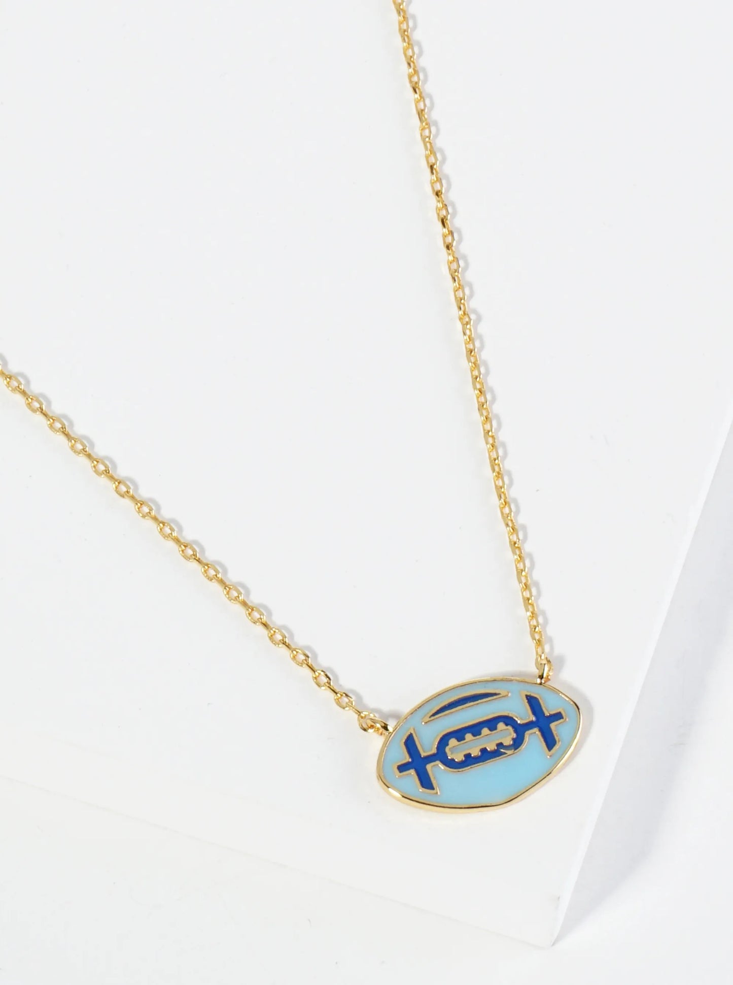 18K Gold Dipped Enamel Football Ball Pendant Game Day Necklace