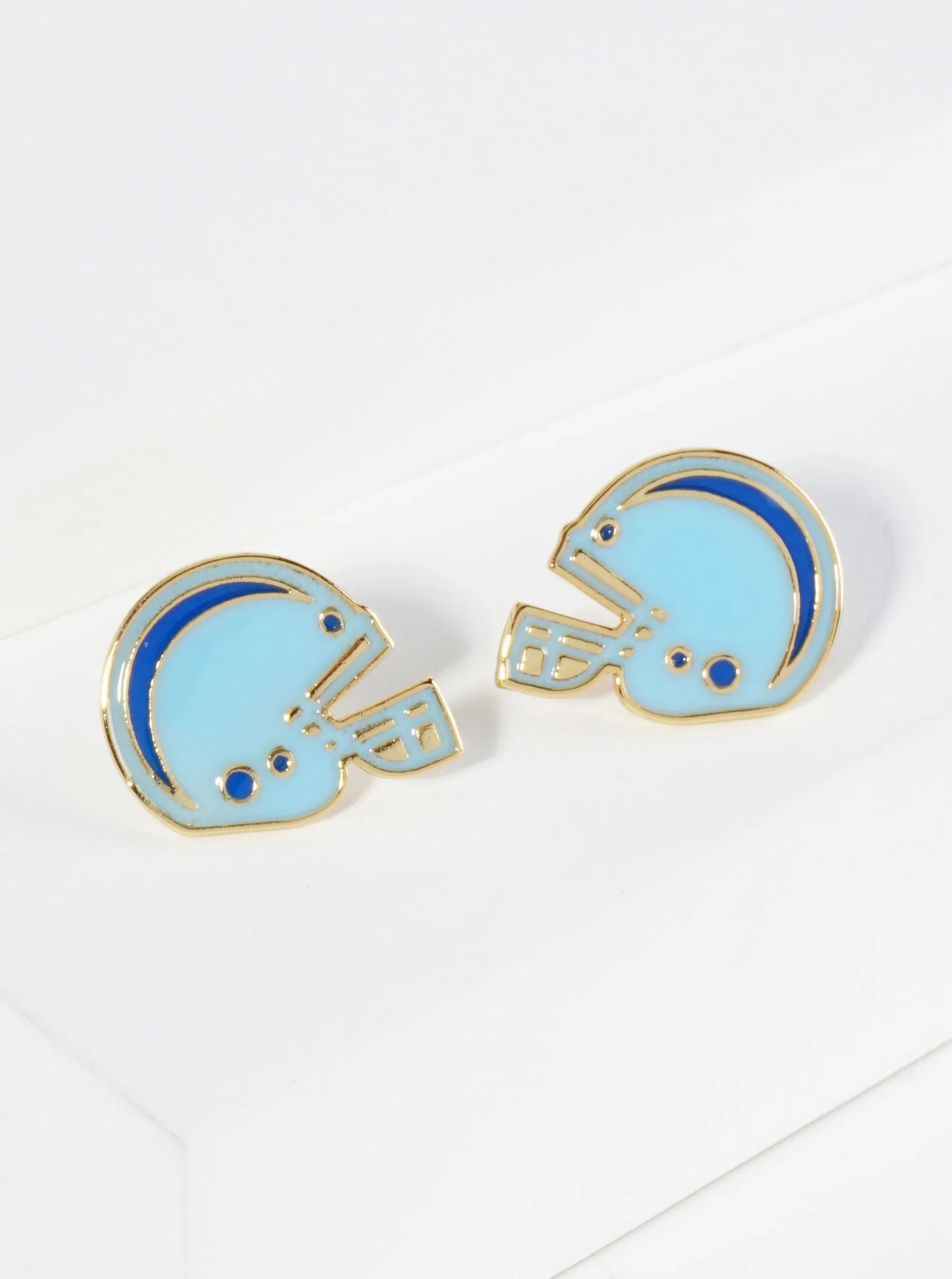18K Gold Dipped Enamel Football Helmet Game Day Stud Earrings