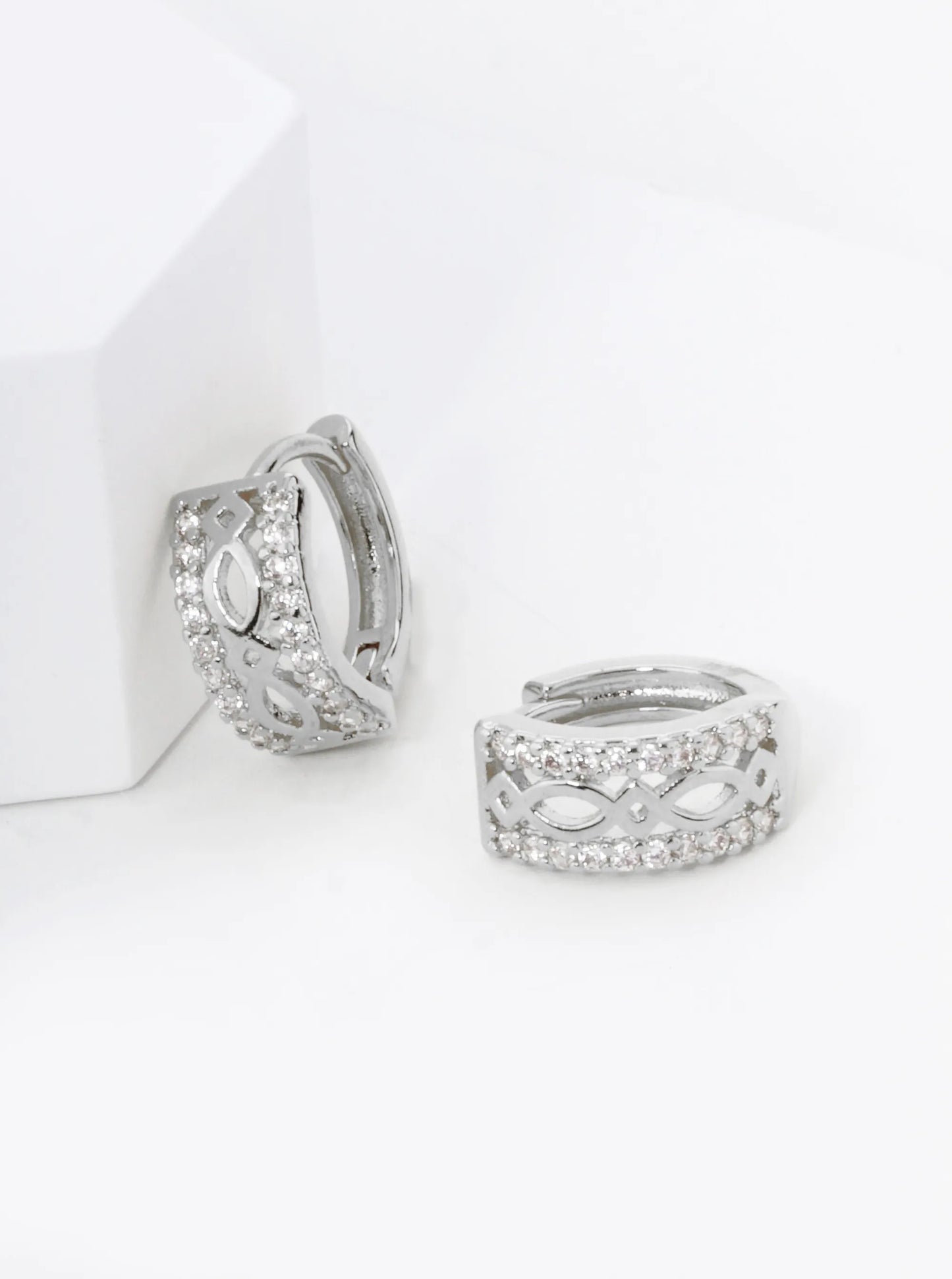 18K Gold Dipped Filigree Micro Pave Set Cubic Zirconia 12mm Huggie Hoop Earrings