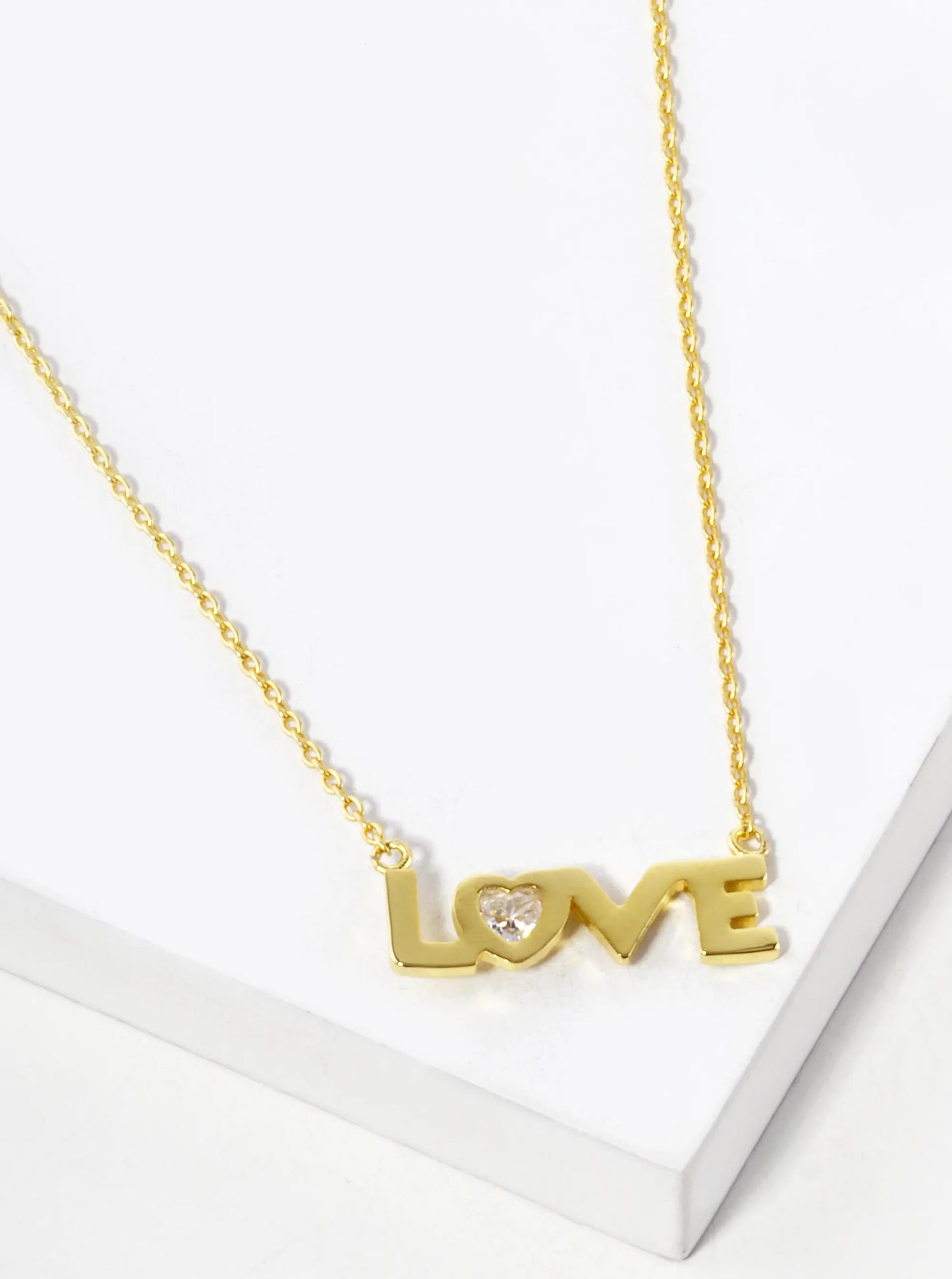 White Gold Dipped LOVE Pendant Necklace