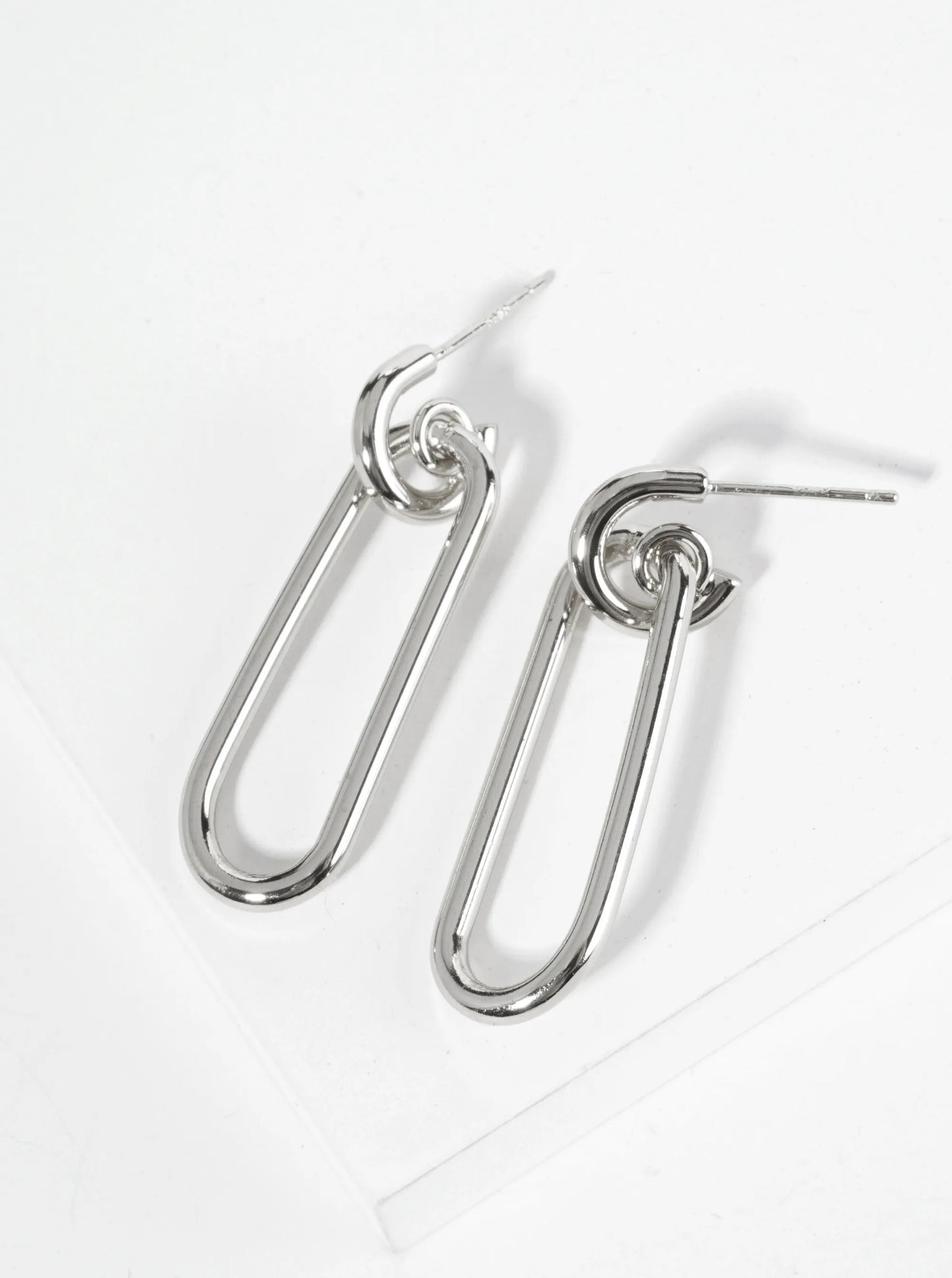 18K Gold Dipped Link Chain Dangle Drop Post Earrings