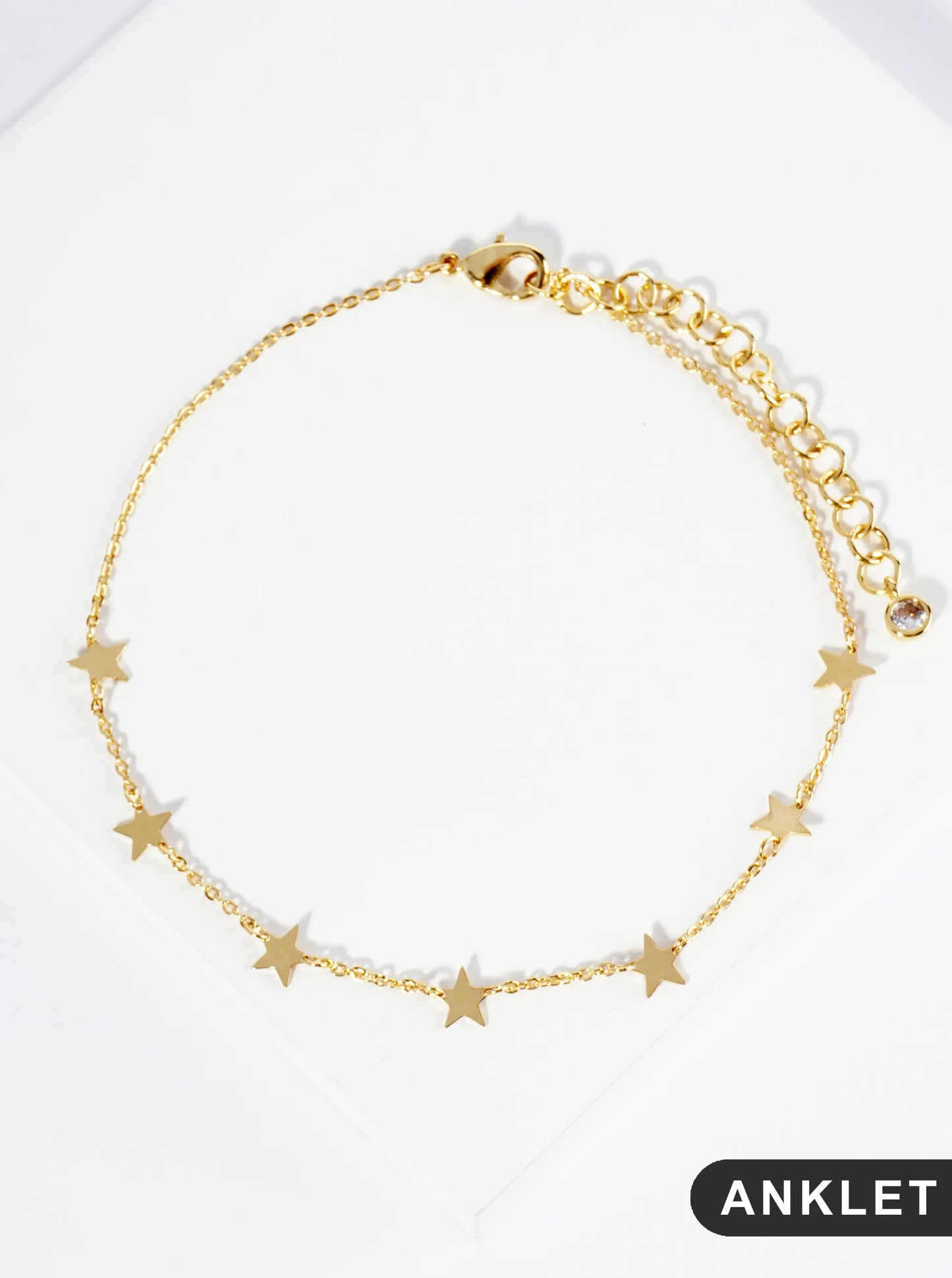 18K Gold Dipped Linked Delicate Star Brass Chain Anklet