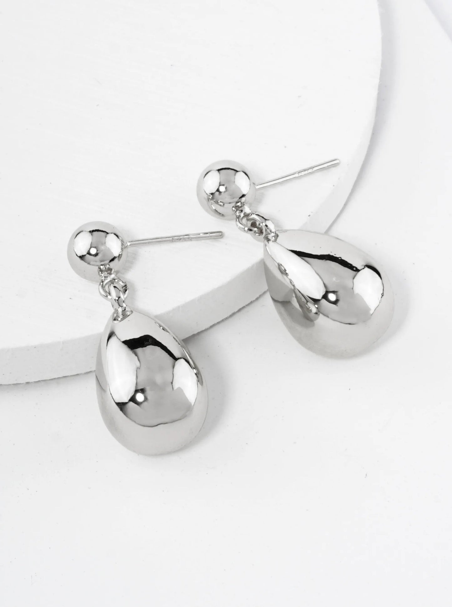 18K Gold Dipped Medium Puffy Teardrop Drop Dangle Post Earrings