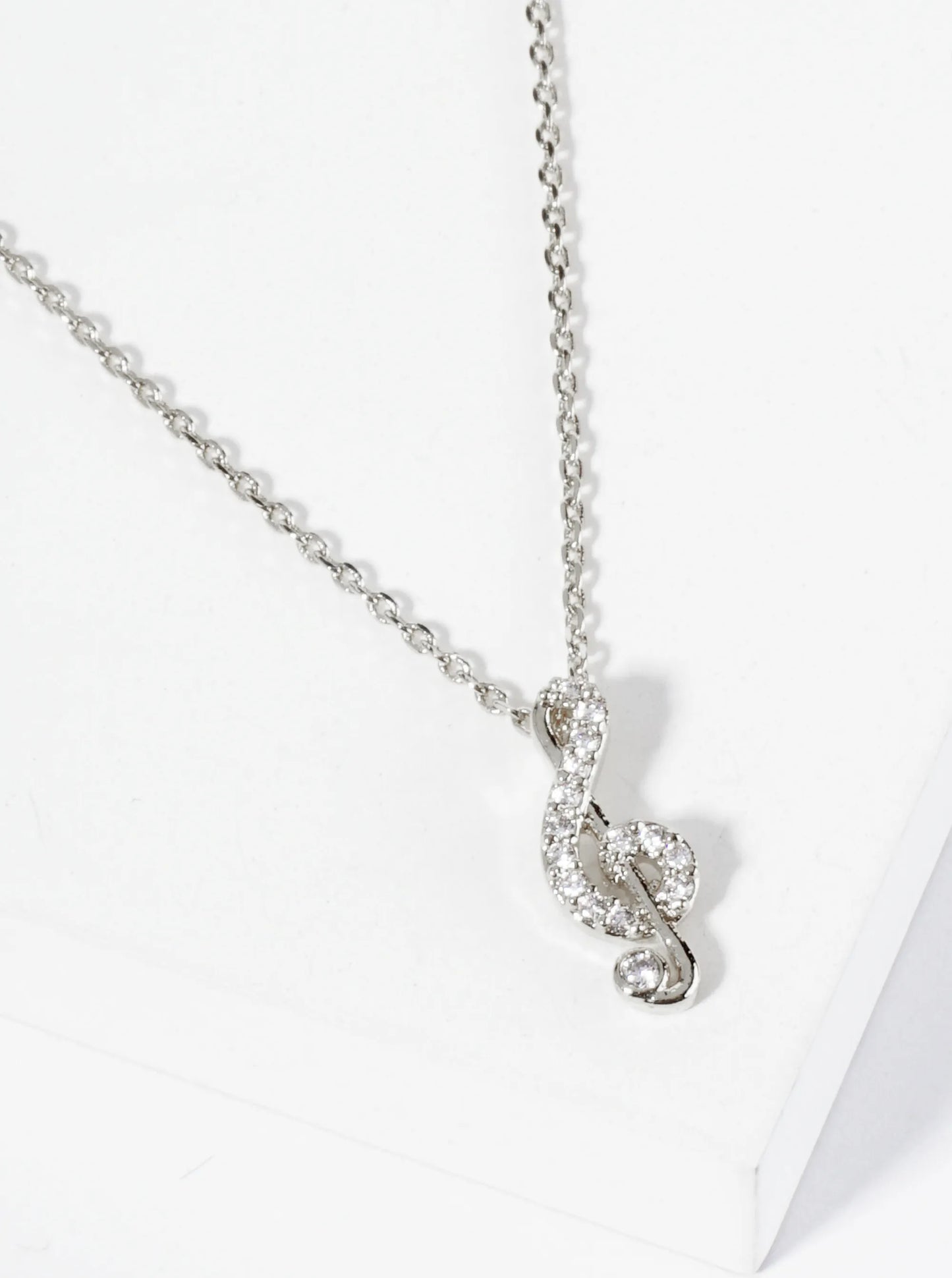 18K Gold Dipped Micro Pave Set CZ Musical Note Pendant Necklace