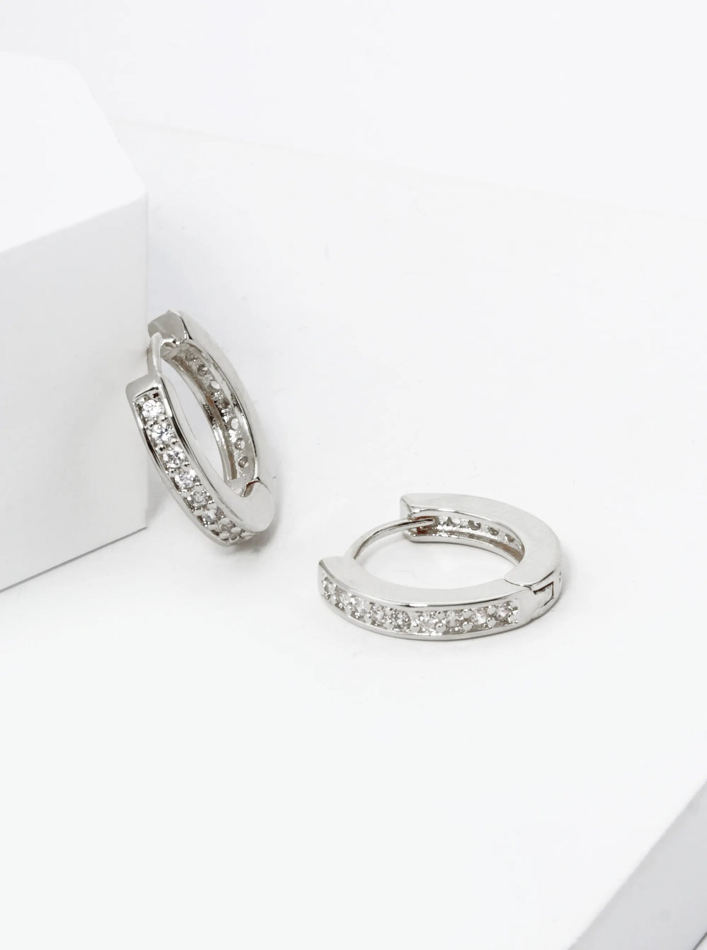 18K Gold Dipped Micro Pave Set Cubic Zirconia 12mm Huggie Hoop Earrings