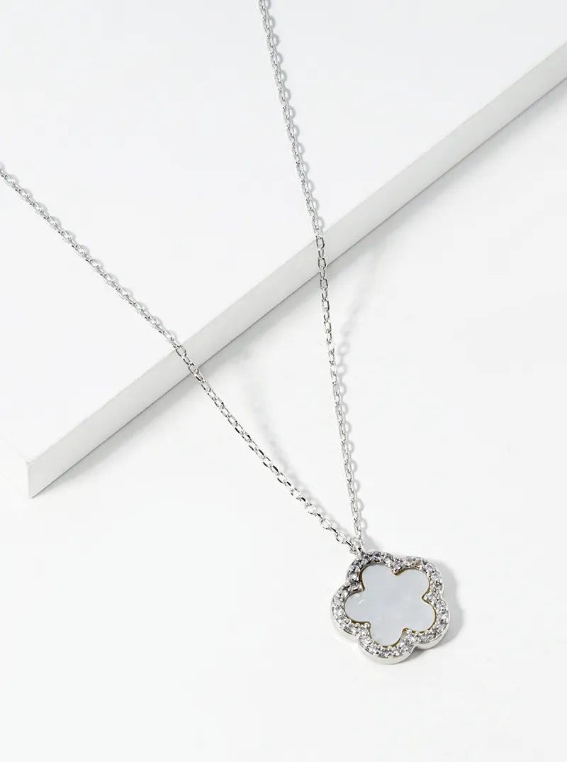 18K Gold Dipped Micro Pave Set Cubic Zirconia 13mm Semi-Precious Flower Pendant Necklace