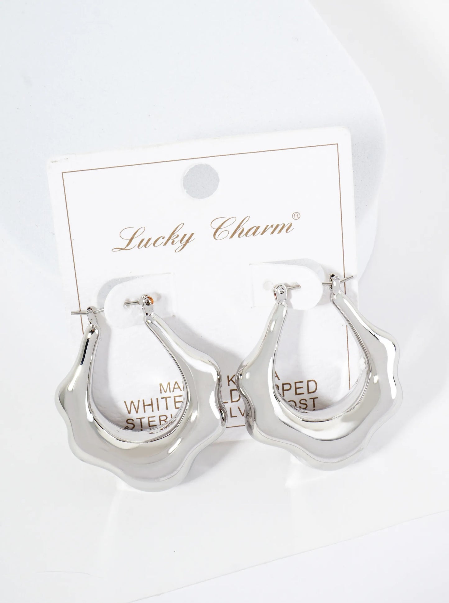 18K Gold Dipped Organically Shaped 35mm Latchback Hoop Earrings