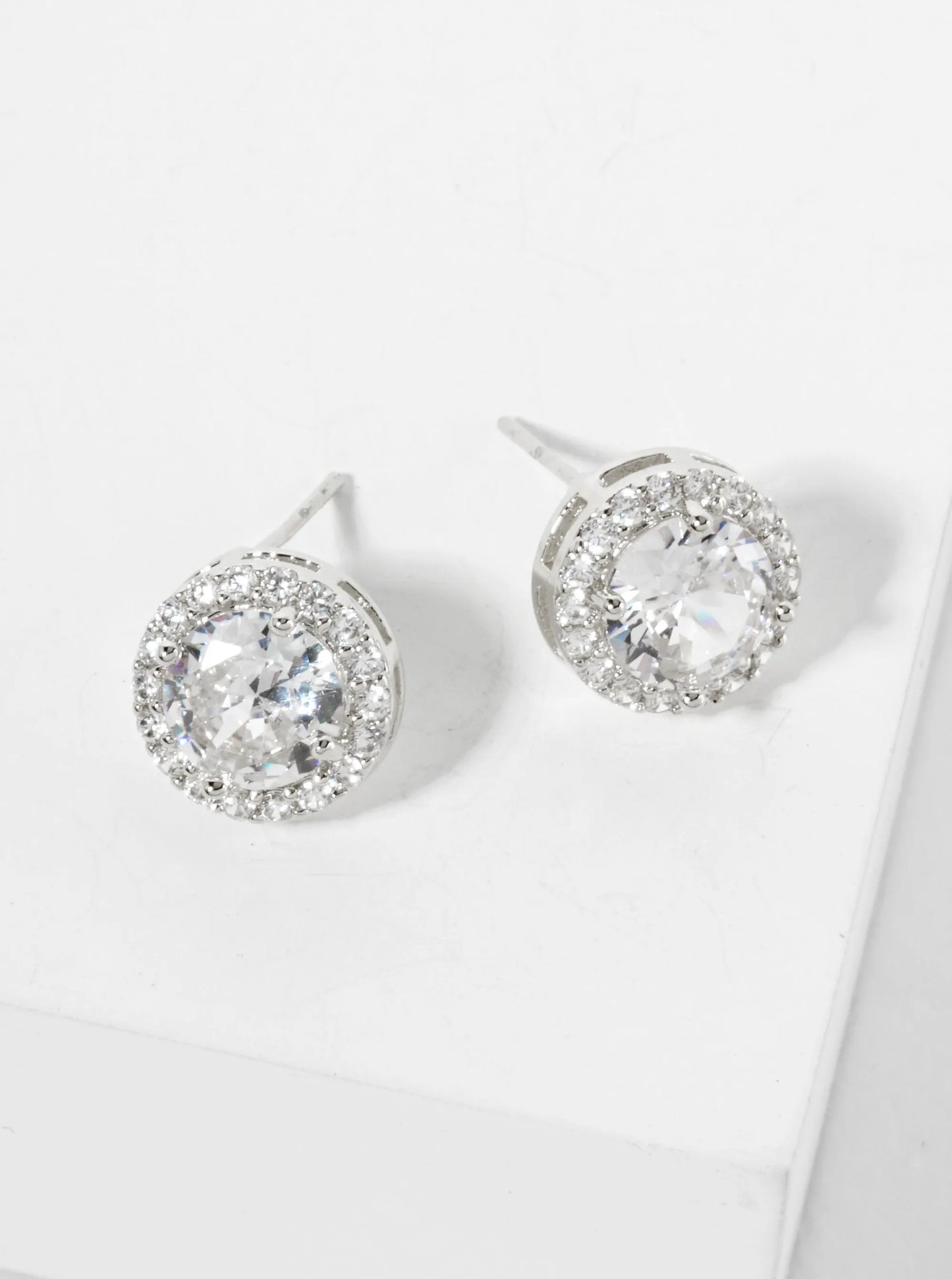 18K Gold Dipped Pave Set CZ 4-Prong 7mm Stone Stud Earrings