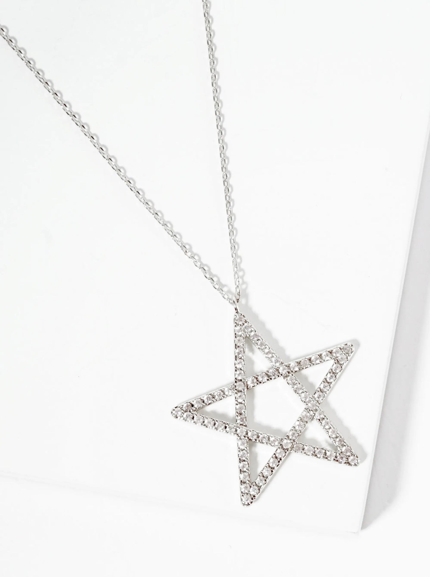 18K Gold Dipped Pave Set CZ Star Pendant Necklace