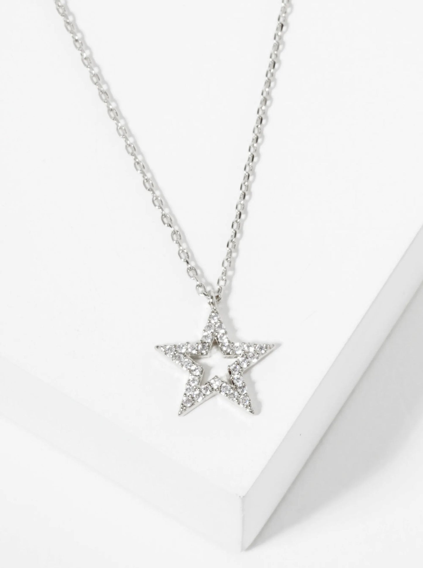 18K Gold Dipped Pave Set CZ Star Pendant Necklace