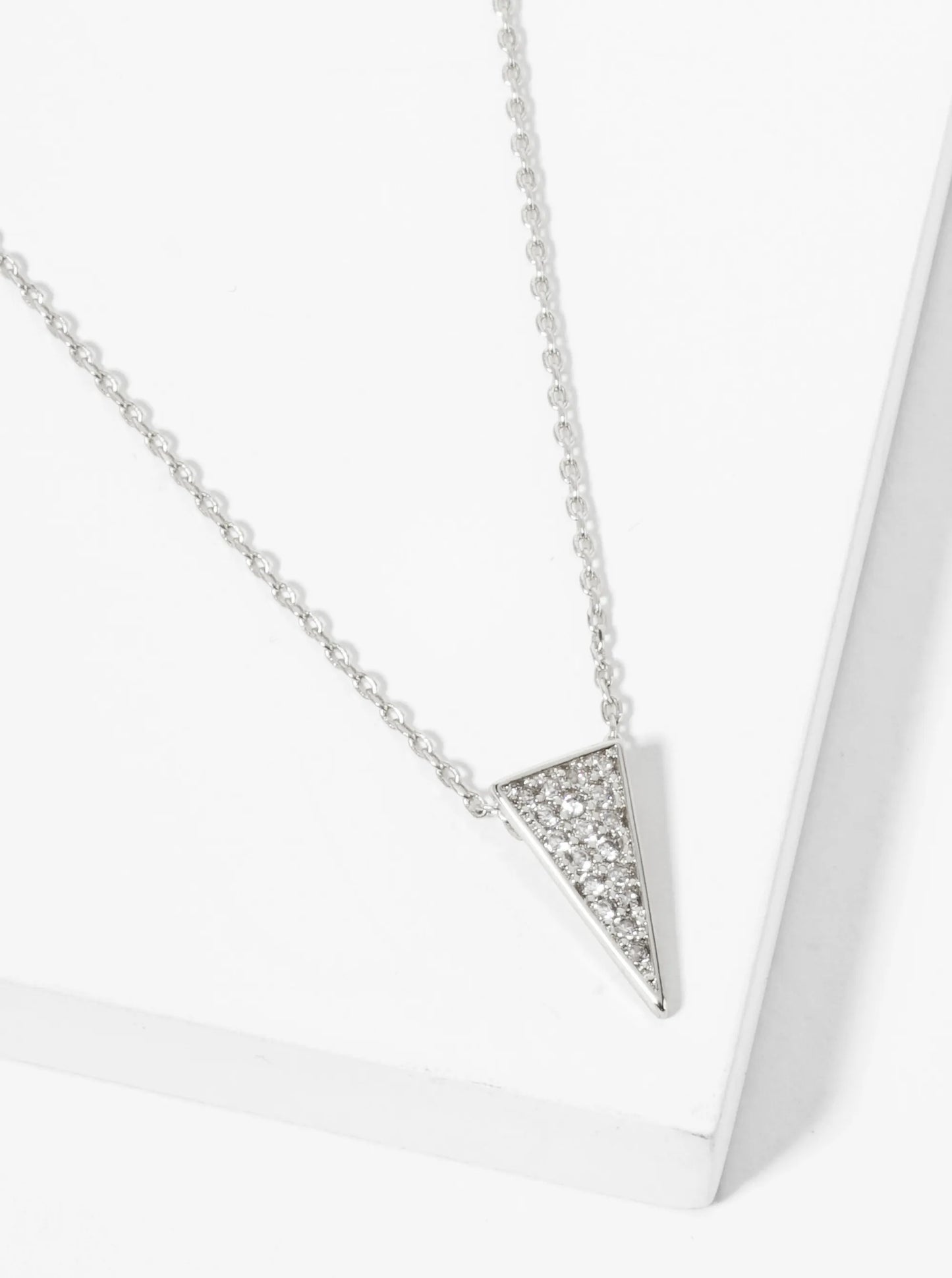 18K Gold Dipped Pave Set CZ Upside Down Triangle Pendant Necklace