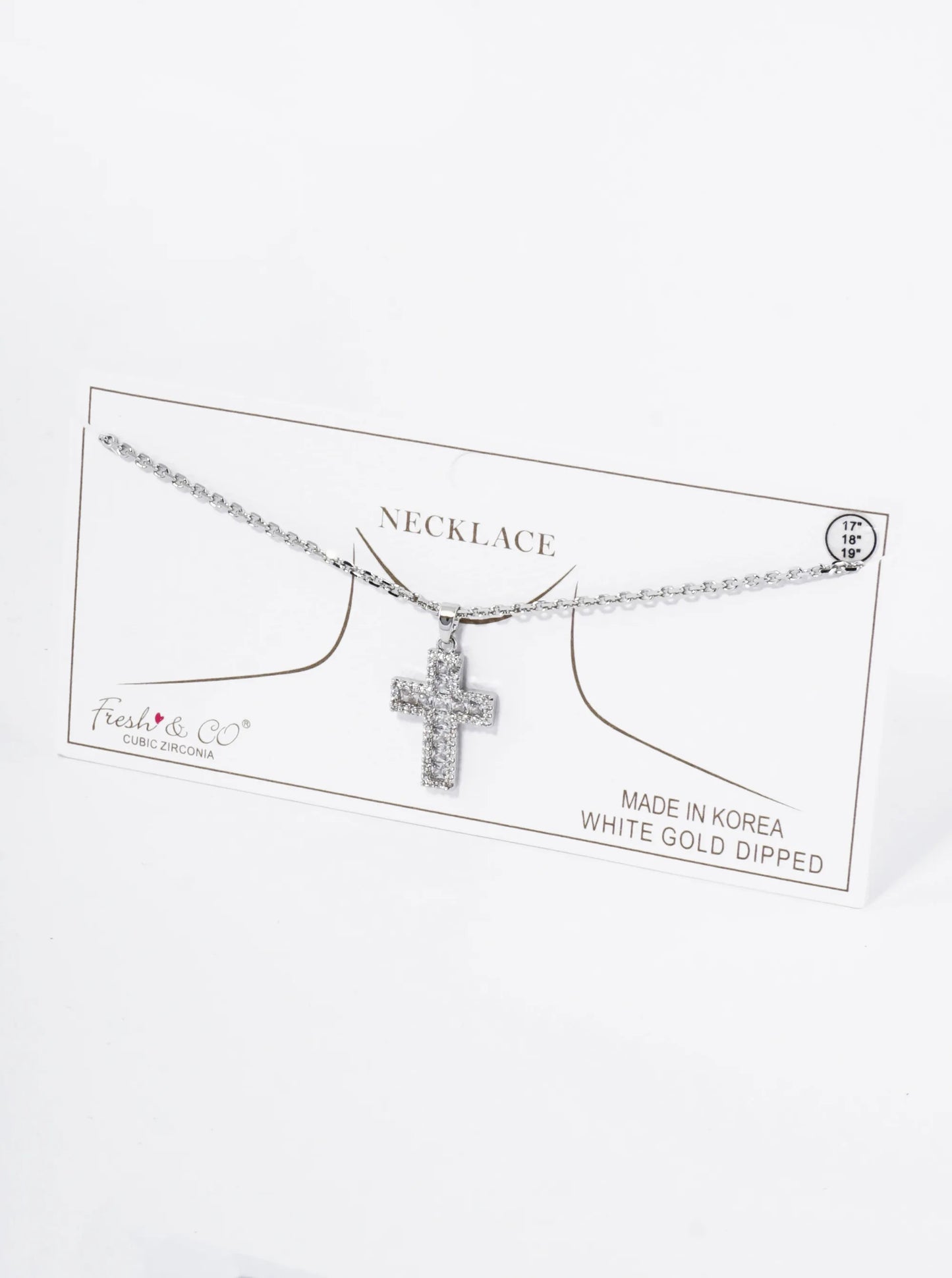 18K Gold Dipped Pave Set Cubic Zirconia Cross Pendant Necklace