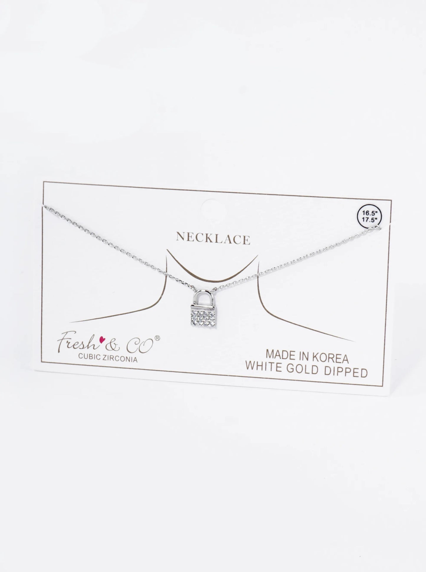 18K Gold Dipped Pave Set Cubic Zirconia Padlock Pendant Necklace