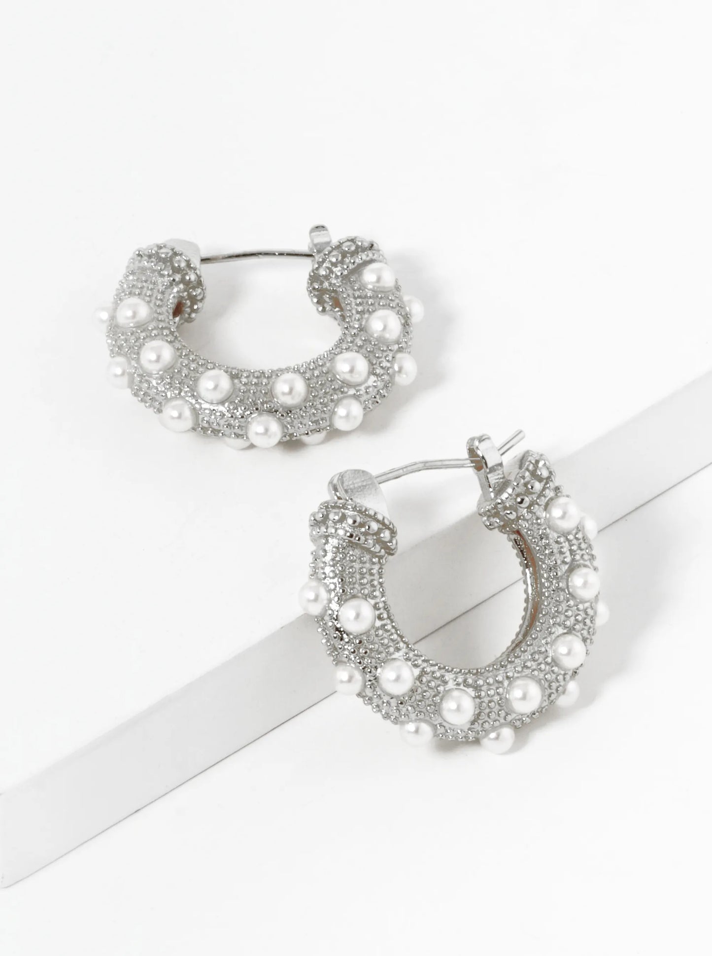 18K Gold Dipped Pearl Beaded Latch Back Hoop Earrings