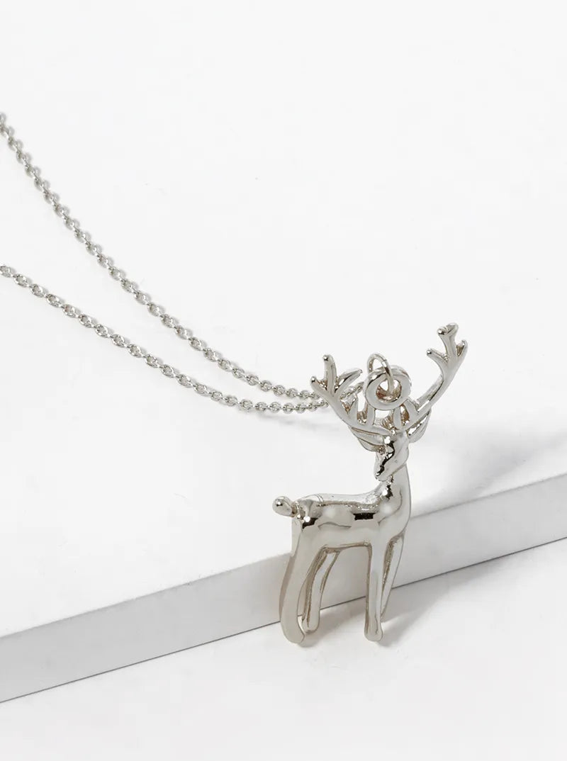 18K Gold Dipped Rudolph Pendant Christmas Necklace