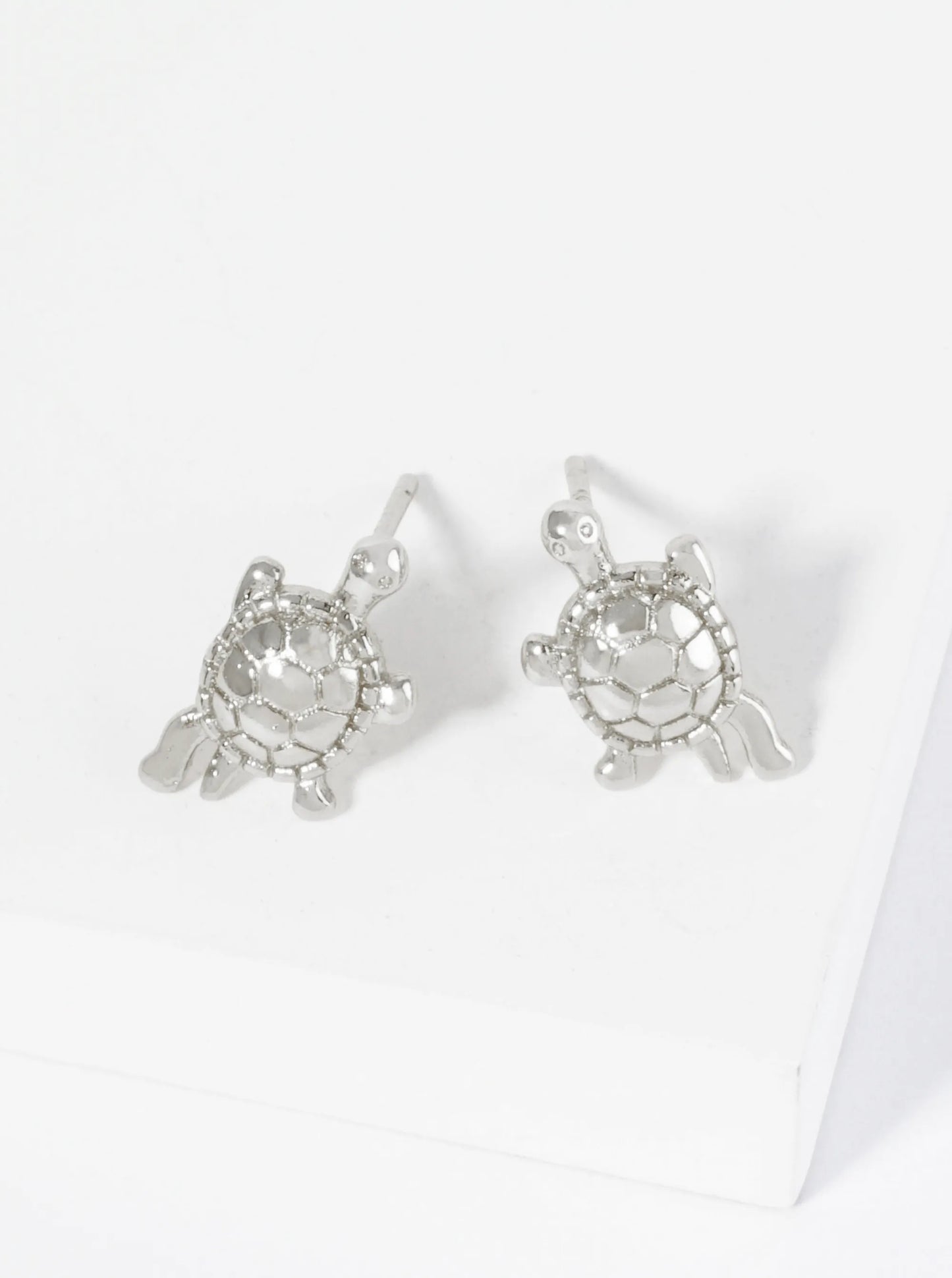 18K Gold Dipped Textured Brass Turtle Stud Earrings