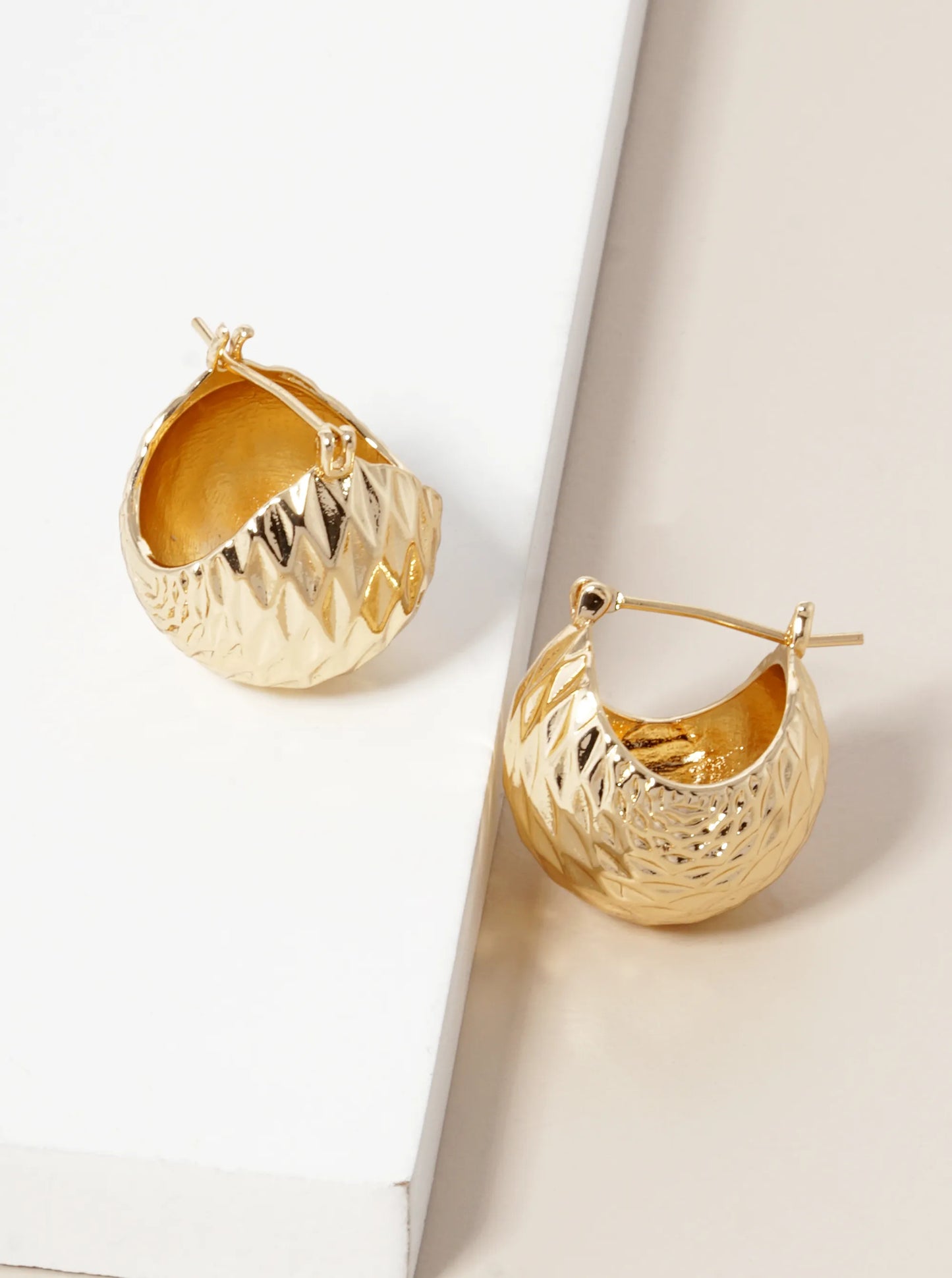 18K Gold Dipped Textured Metal 20mm Ball Hoop Earrings