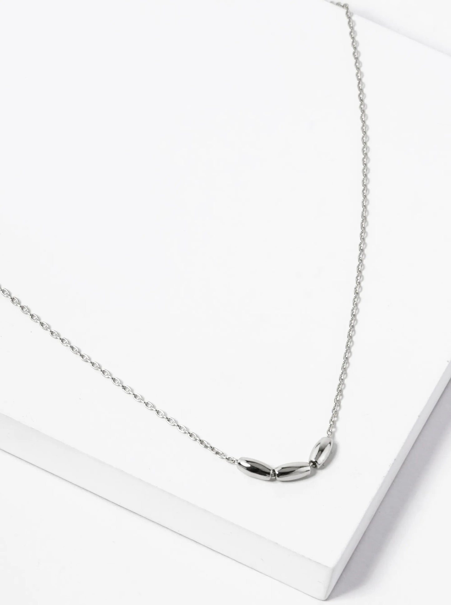 18K Gold Dipped Three Metal Beads Delicate Necklace