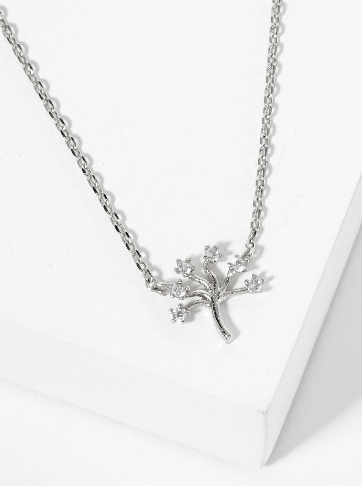 18K Gold Dipped Tiny CZ Tree Of Life Pendant Necklace