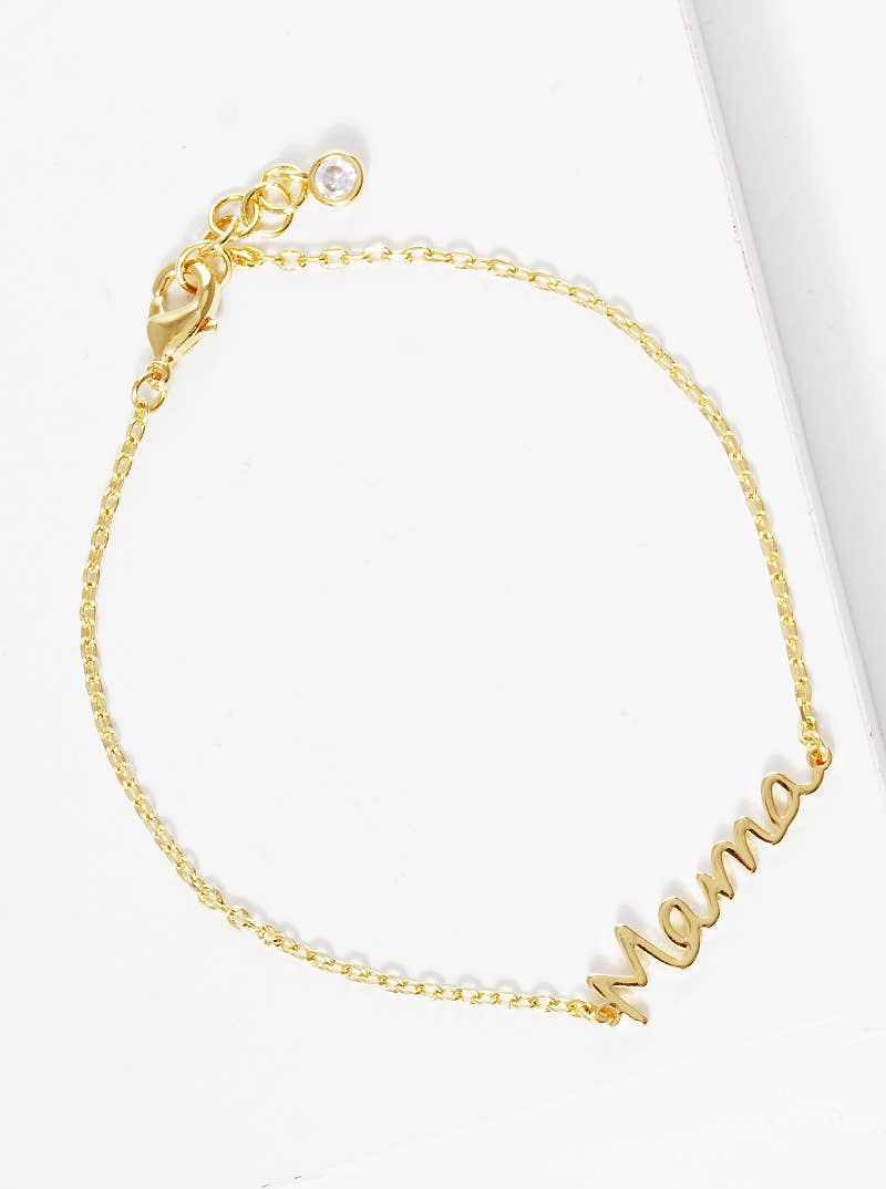 Minimalist Script "Mama" Charm Bracelet