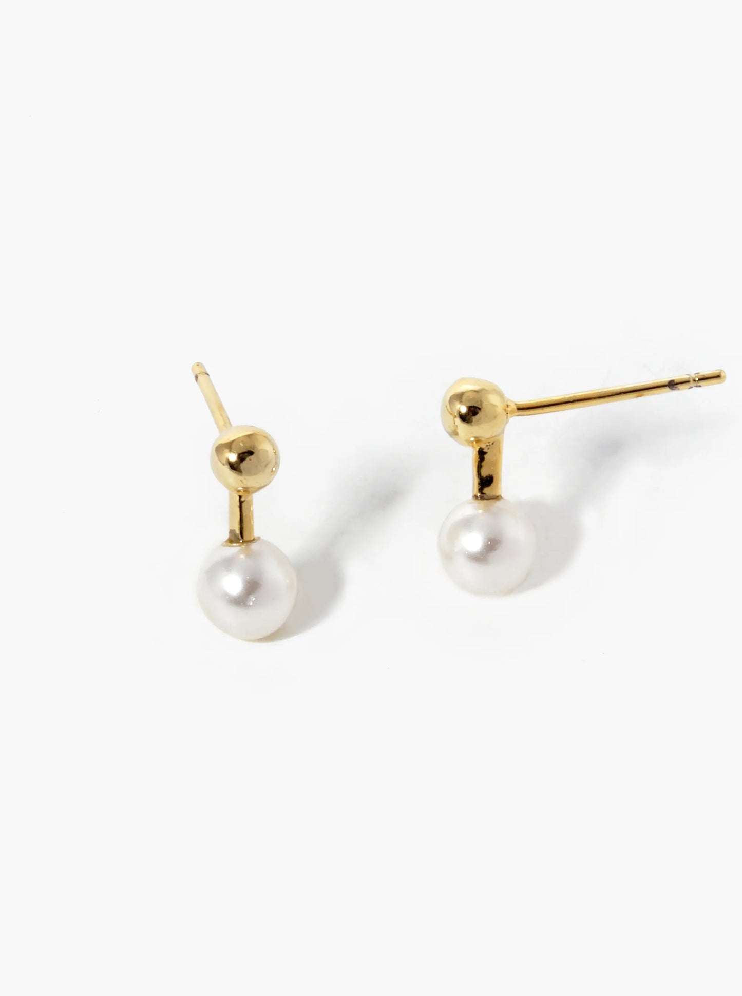 White Gold Dipped 5mm Pearl Drop Stud Earrings