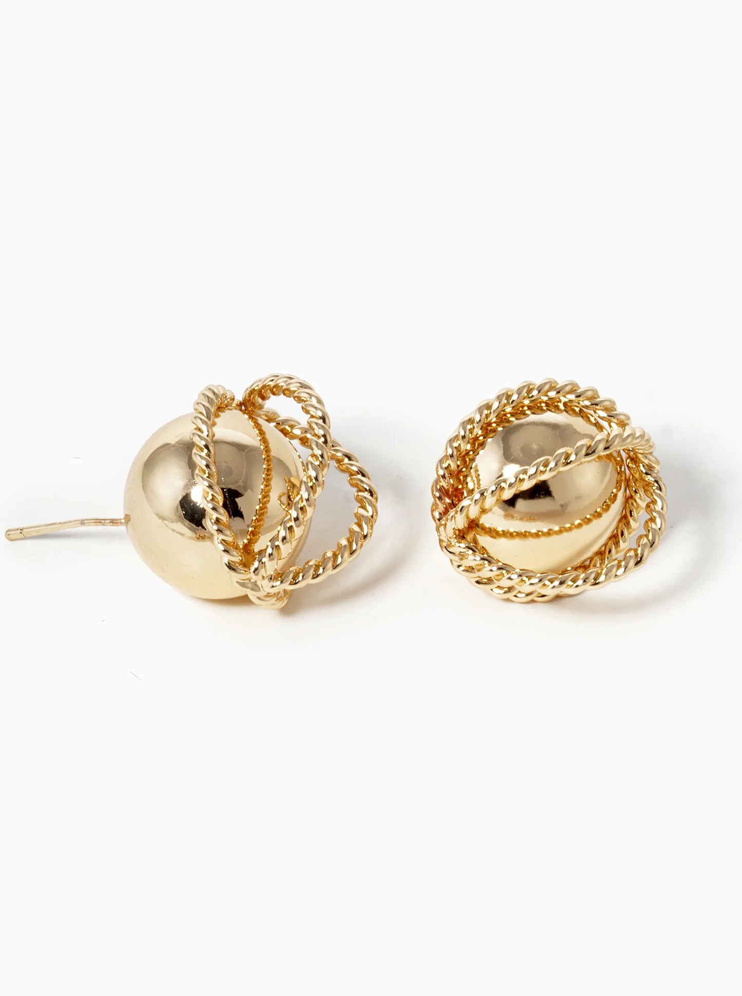 White Gold Dipped Brass Ball Stud Earrings