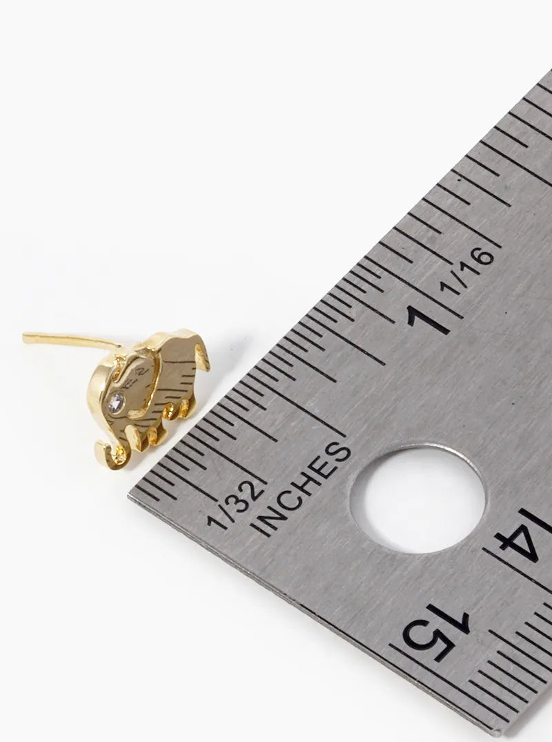 18k Gold Dipped CZ Elephant Stud Earrings