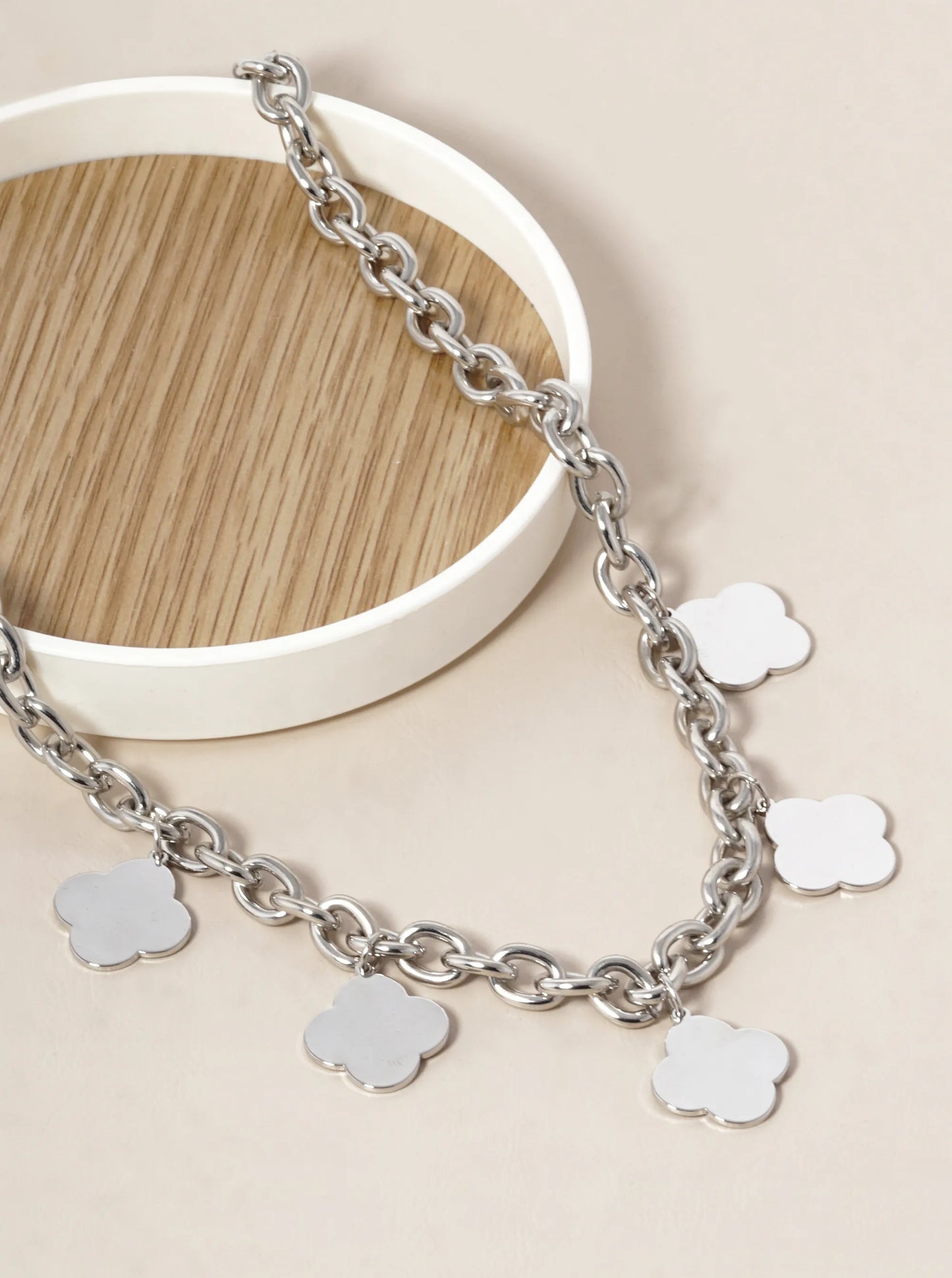 18k Gold Dipped Five Brass Quatrefoil Clover Chain Necklace