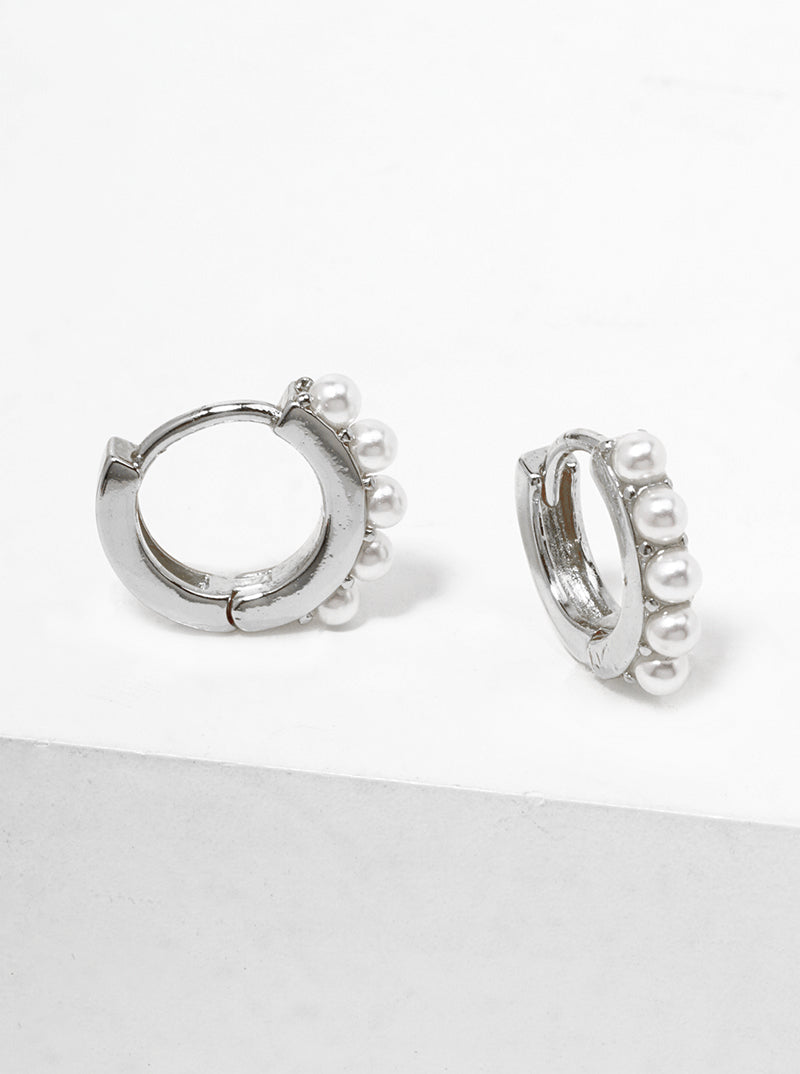 18k Gold Dipped Pearl Beaded 10mm Dainty Huggie Hoop Earrings