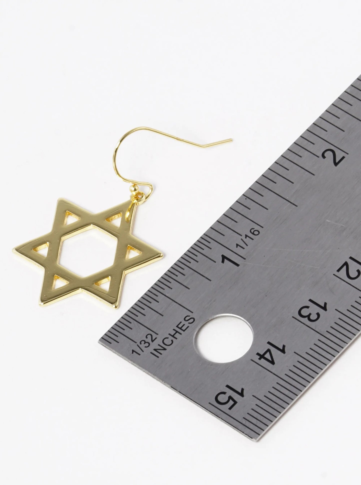 18k Gold Dipped Star Of David Dangle Drop Earrings