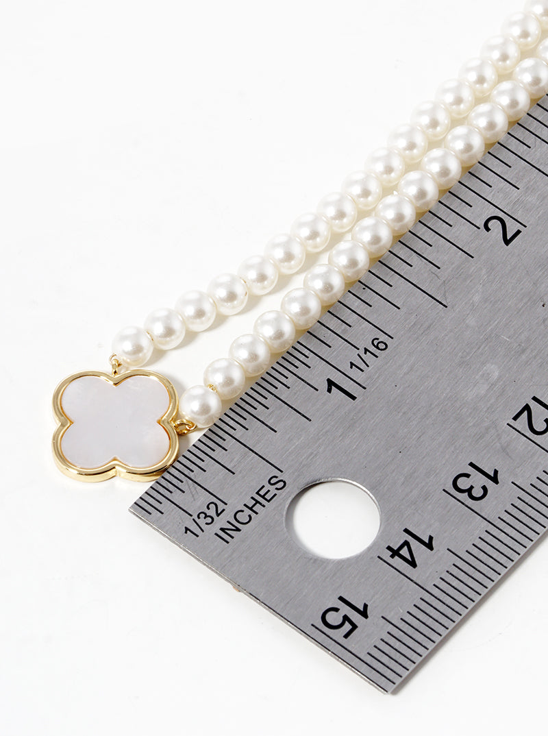 18k Gold Dipped 12mm Mother Of Pearl Quatrefoil Pendant Necklace