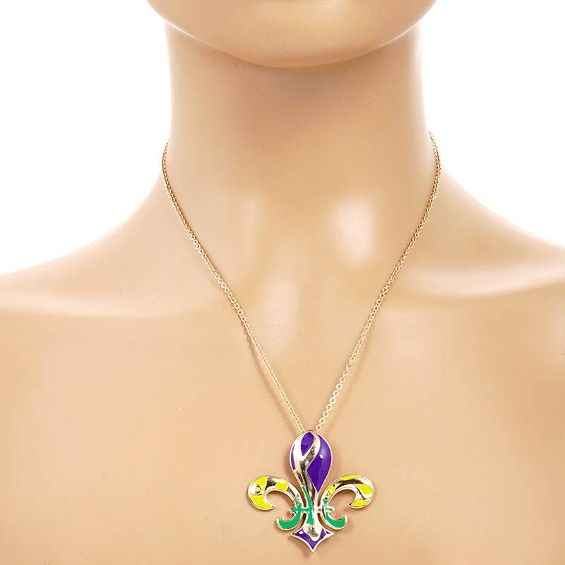 Gold Plated Chunky Fleur De Lis Necklace