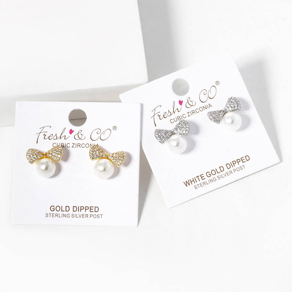 Gold Plated Freshwater Pearl Bowtie Earrings