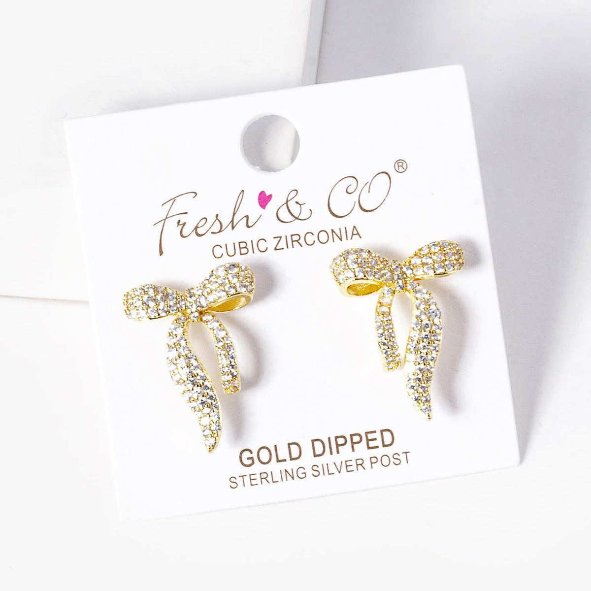 Dainty Pave Bow Stud Earrings
