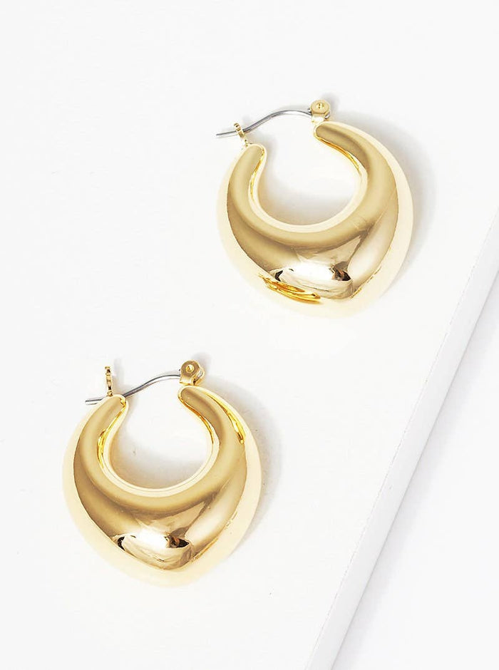 Gold Chunky Oval Huggie Earrings