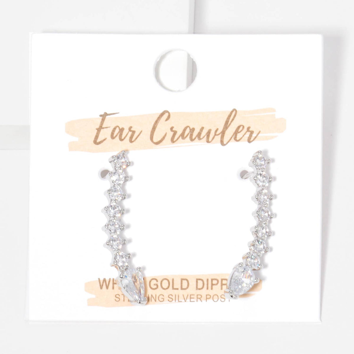 Crystal Teardrop Ear Crawler Climber Earrings