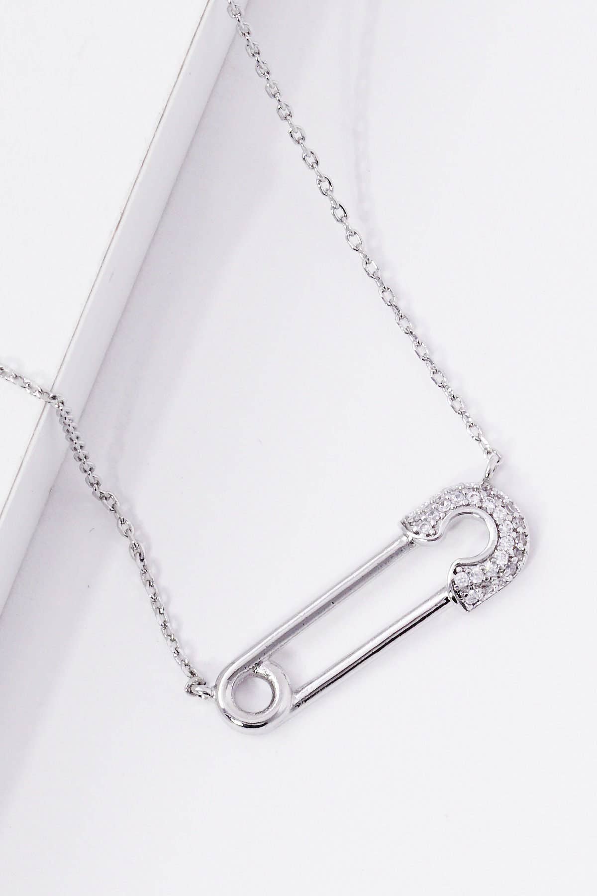 Gold Plated Safety Pin Necklace