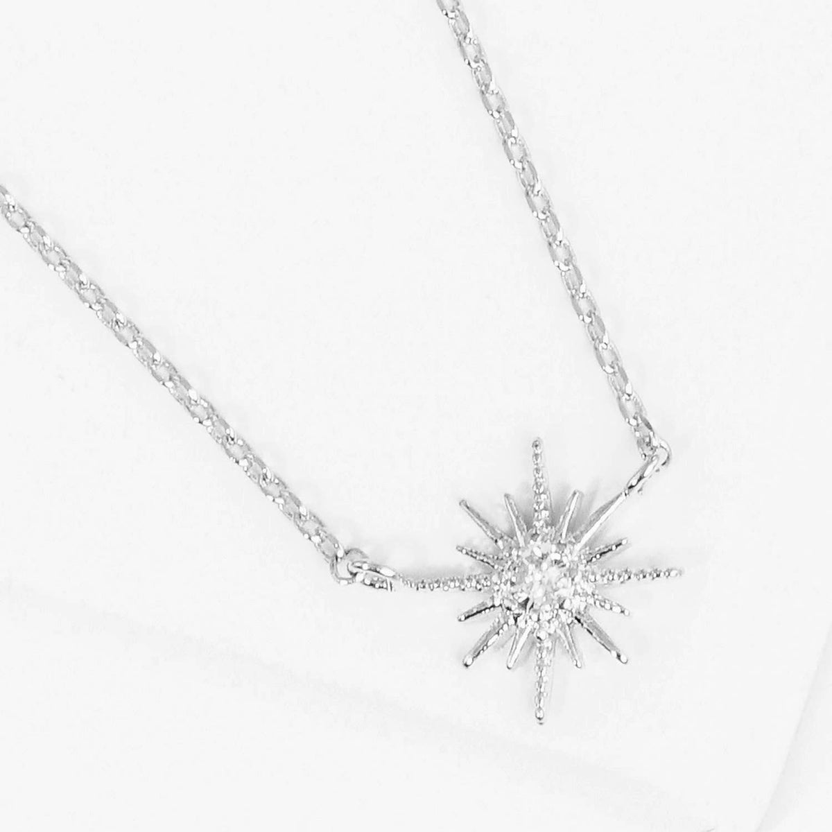 Celestial Sunburst Cubic Zirconia Pendant Necklace