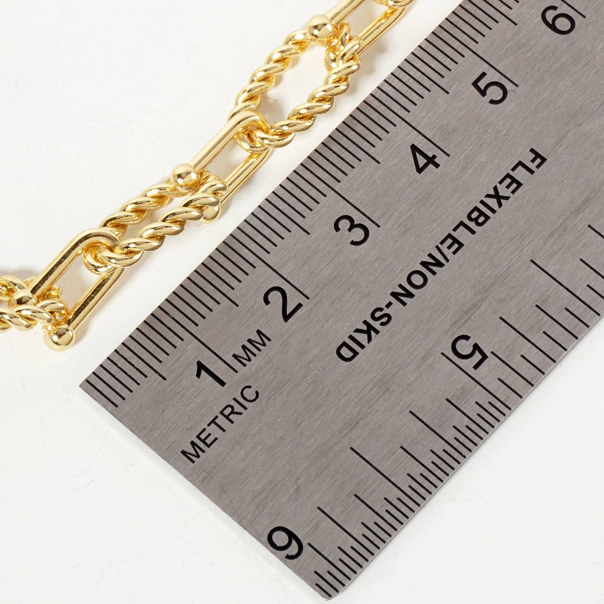 Rope-Texture Polished Brass 16-11mm Chain Necklace