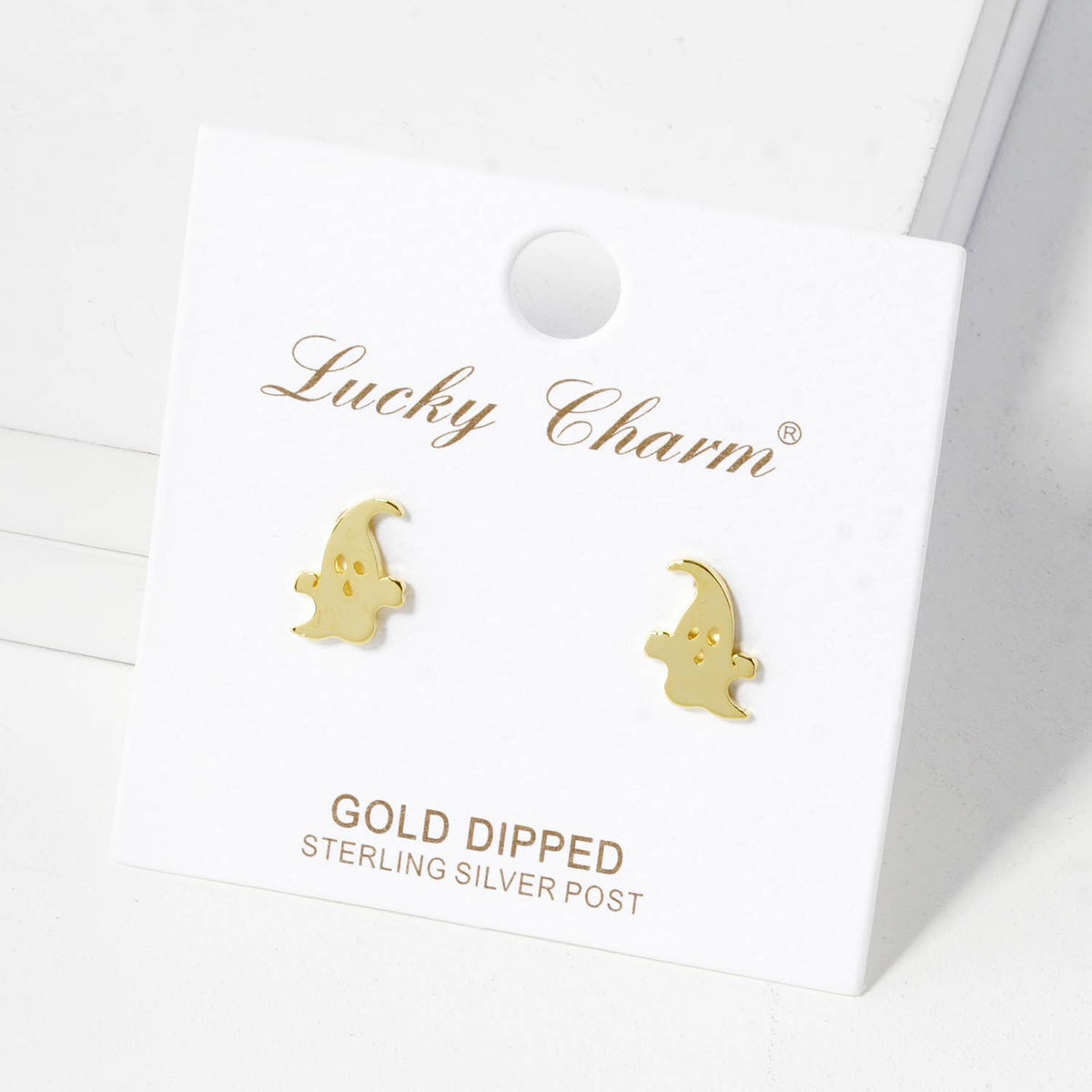 Brass Ghost Sterling Silver Post Halloween Stud Earrings